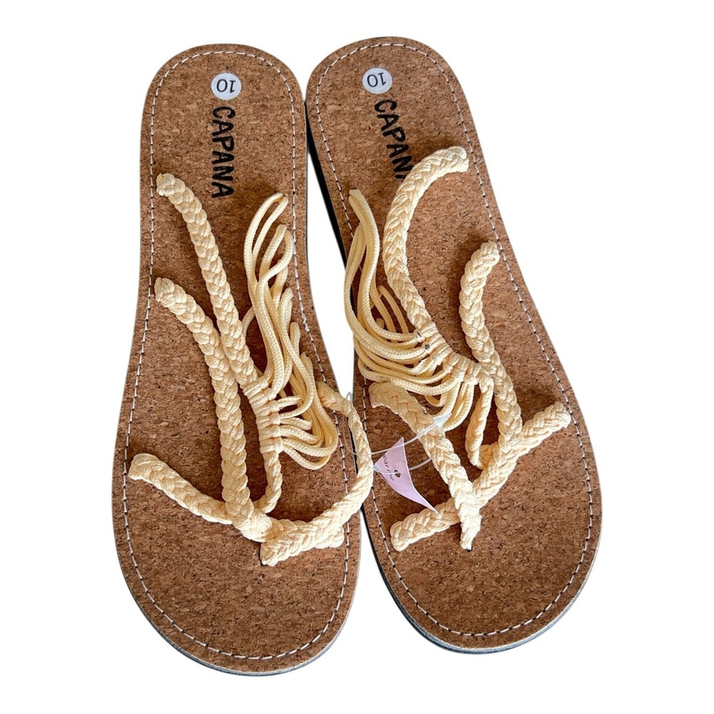 Capana Women's Cream Braided Sandals Size 10